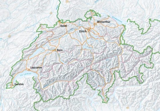 pays-suisse Carte de la Suisse à vélo