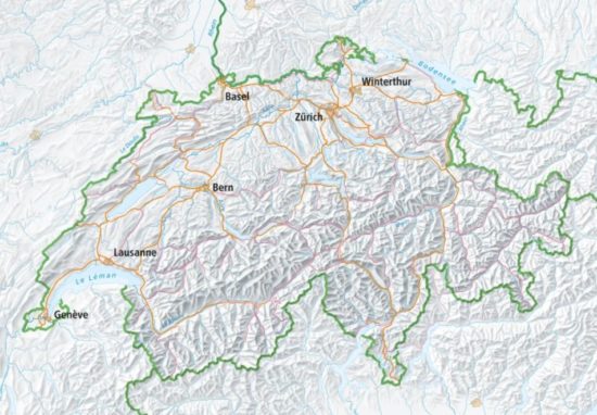 Carte de la Suisse à vélo