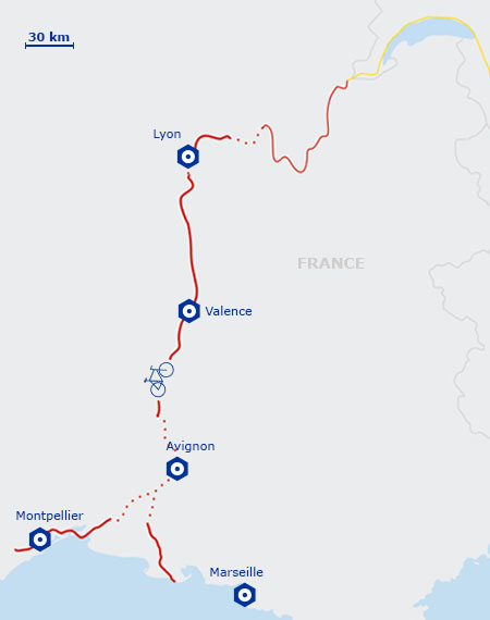 Carte de l'EuroVelo17 France