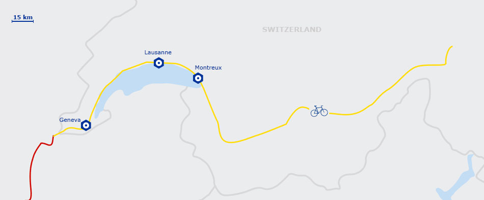 Carte de l'EuroVelo17 Suisse