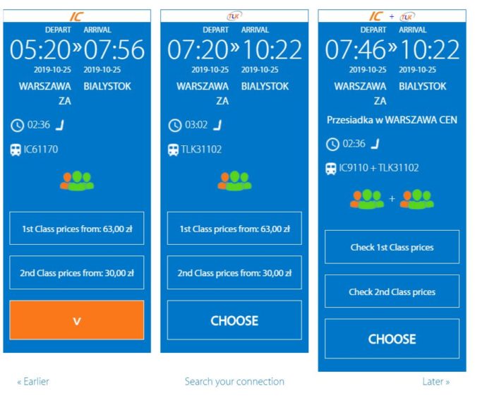 Train Pologne - réservez un ticket et choisir l'horaire