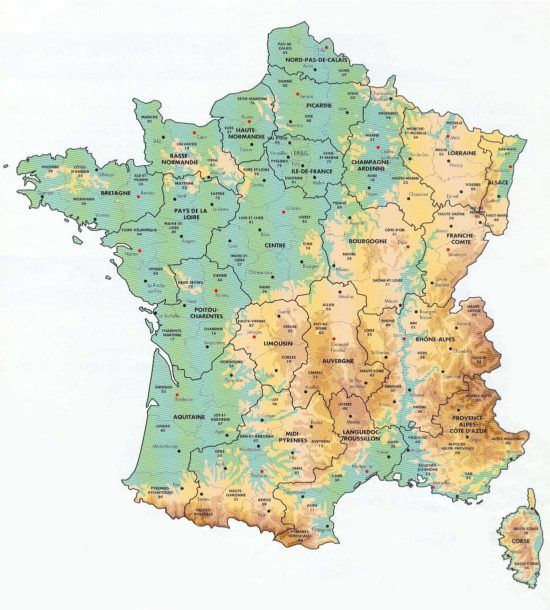 Carte de France. Crédit : bonjourlafrance.com